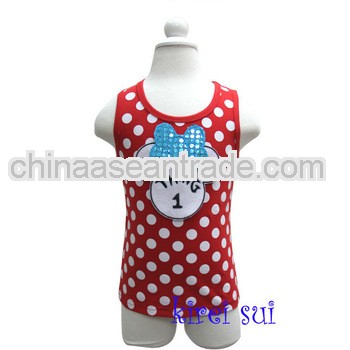 Girls Thing 1 Blue Bow Minnie Mouse 1st Birthday Red Polka Dots Tank Top