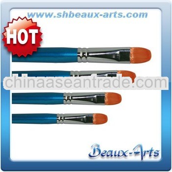 Golden Synthetic Filbert Brush with Long,blue wooden Handle
