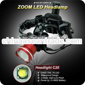 Goldrunhui RH-H0053 Zoom Adjustable 18650 Rechargeable Headlamp