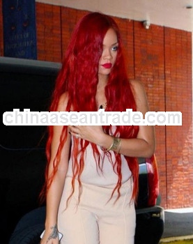 Gorgeous wig red loose wave 100% virgin chinese human remy hair glueless lace front wig wholesale