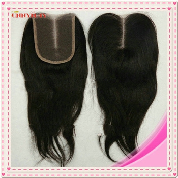 Grade 6A Middle part natural straight 100% Brazilian virgin human hair lace closure in stock