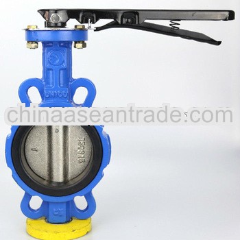 Hand lever operated wafer butterfly valve