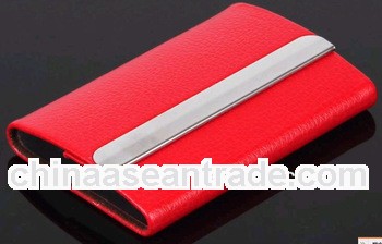 High Quality Leather Business Card Case In Red