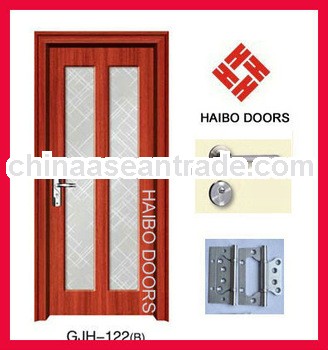 High quality MDF PVC Interior Wooden Doors with glass(HB-122)