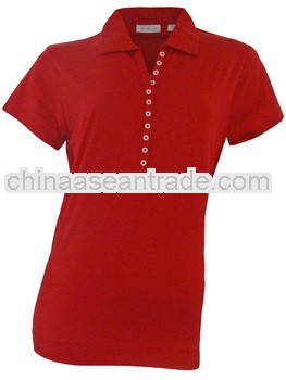 High quality fashion slim fit long placket 100% combed cotton dryfit Lady golf polo shirts