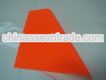 High visibility fluorescent orange polyester with pvc fabric for raincoant