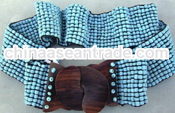 Hot Beaded belts wood buckle for women's dress
