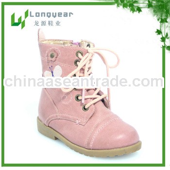 Hot Children Ankle Wearing Girls Pink leather Boots,trendy low cut children ankle boots 2014