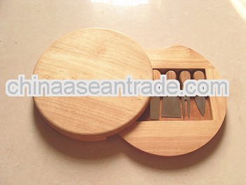 Hot selling 5pcs rubber wood cheese board set,Cheese board & knife set
