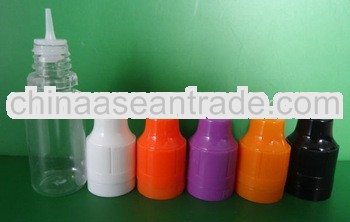 ISO9001 plastic e cigarette empty bottles with long thin tip and safety & tamper evident cap JB-