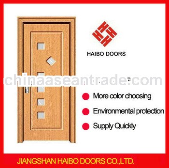 Interior MDF Wood PVC laminated glass Door design for Rooms (HW-031B)