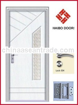Interior PVC veneer wooden glass door for rooms. (HB-8196)