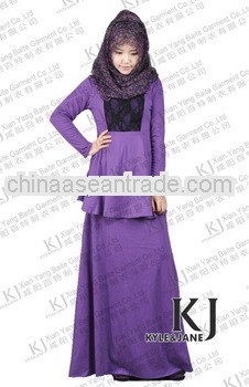 KJ-AM-2013 005 new designs COTTON JERSEY AND LACE two pieces baju abaya