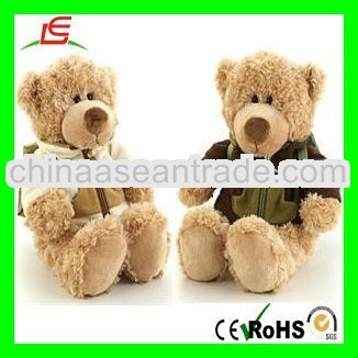 LE-D588 2 Plush 18" Teddy Bears Wholesale Fleece with Jackets & Back Packs