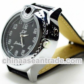Latest Lighter Watch Paris Fashion Manly Style Men Wrist Watch Lighter With Leather Strap And Quartz