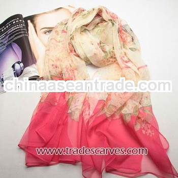 Latest spring floral fashion lady silk colorful scarf