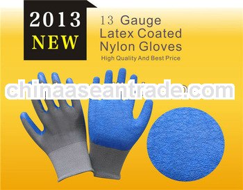 Latex coated abrasive gloves