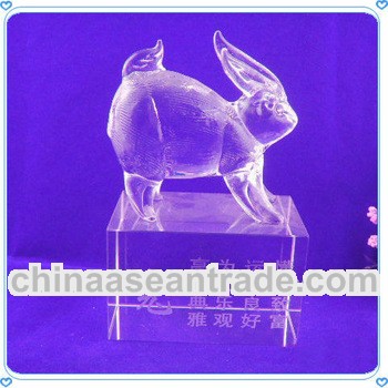 Lovely Optical Crystal Zodiac Rabbit for New Year Decoration