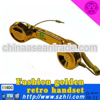 Luxury golden surface clear sound old fashion style mobile phone handset really convenient,truely ch