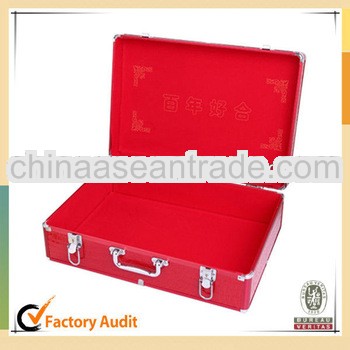 MLDGJ408 Red Faux Leather Tool Case Aluminium Wedding Tools Storage