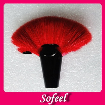 Makeup large face fan powder brush with red gaot hair
