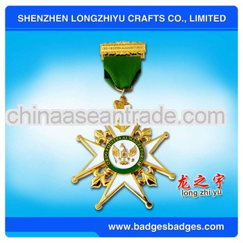 Metal Medal Medallions Cross Medal With Royal Gold Plated