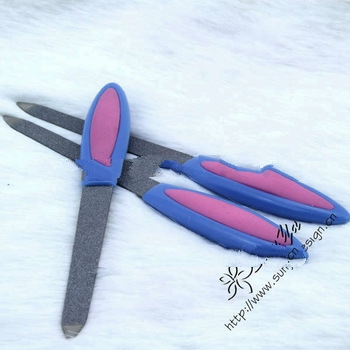 Metal nail file with plastic handle