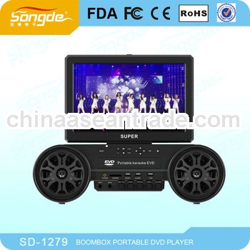NEW Portable Karaoke DVD Player with 12inch screen TV FM DVD player Game Li-Battery SD-1279