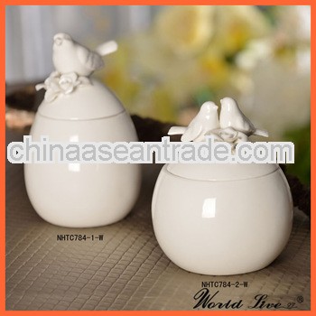 NHTC784-1-2-W Cream White ceramic storage jars tea coffee sugar