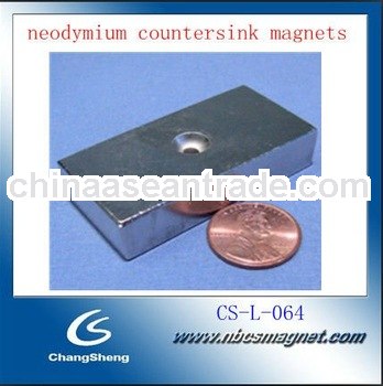 Neodymium countersink Magnets N42 2x1x1/2"CS-L-064