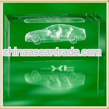 New Arrival Crystal 3d glass cube laser engraver Carven Car Inside
