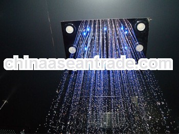 New design 360*500*1.2mm 304 stainless steel embeded ceiling Rainfall shower head led