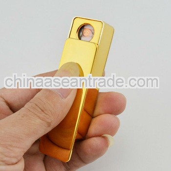 New rechargeable USB lighter gold metal annual dinner door gift