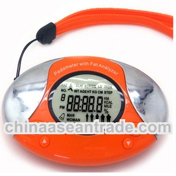 Newest Fashion LCD Oval Fat Analyzer Pedometer Clock Alarm Calorie Counter
