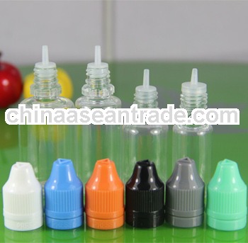 PET e-juice bottles childproof cap and seal ring long thin tip