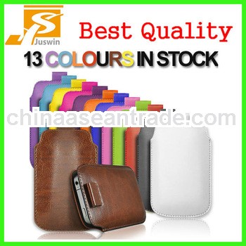 PU Leather Pull Tab Pouch Case With Strap for Samsung Galaxy S4 i9500