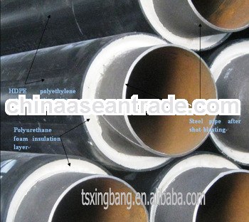 PU foamed HDPE jacket spiral steel insulated pipe