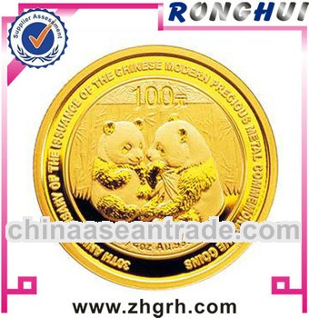 Panda gold commemorative coin supplier/maker/manufactory/Wholesaler