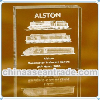 Personality 2D Laser Crystal Block For Office Decoration