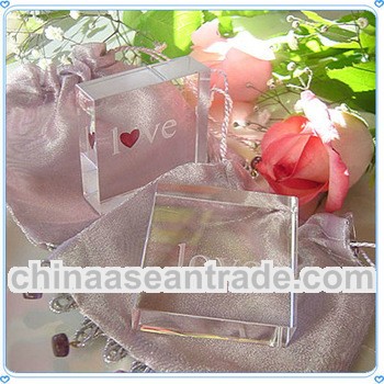 Personality Crystal Glass Cube With Love For Wedding Gifts