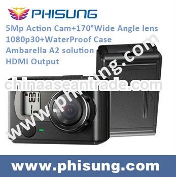 Phisung HiDV-X1 HD 1080P 170 wide angle Waterproof action sports helmet camera