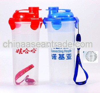 Plastic air-tight protein shaker bottles with mixer (16oz/20oz BPA FREE)