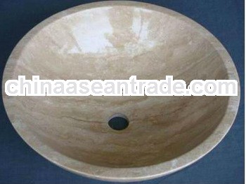 Polished beige marble round sinks