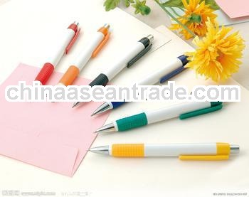 Popular And Elegant Pushed-action Promotional Plastic Ball Pen With Rubber