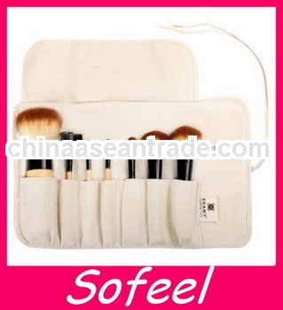 Portable Travel Makeup Brush Set With Cosmetic Roll-up Bag