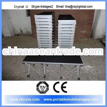 Portable folding stage with plywood platform.mobile stage