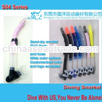 Professional S04 Semi-dry scuba dive snorkel,professional china snorkelling set