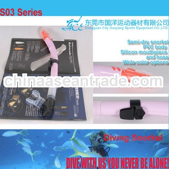 Professional diving equipment and gear, S03 Semi-dry swimming snorkel,professional china snorkelling
