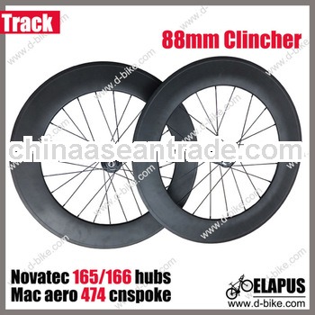 Professional elapus high quality 88mm clincher track bike carbon wheels