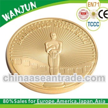 Promotional metal gold plated commemorative coin